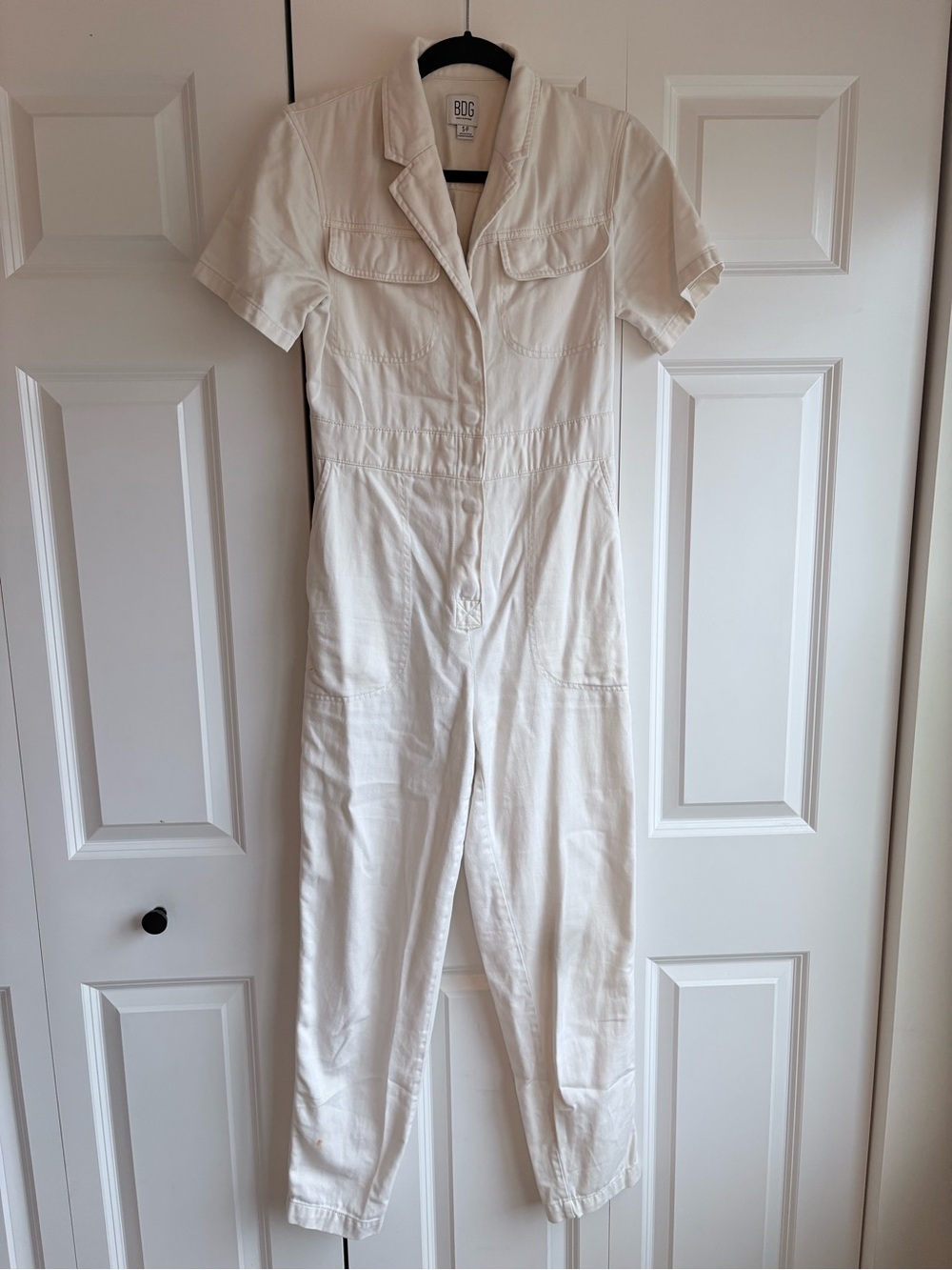 BDG White Short-Sleeve Utility Jumpsuit Women’s S
